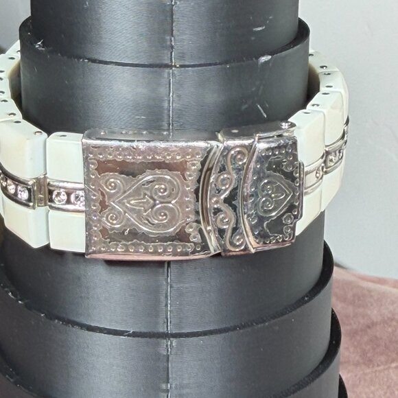 Brighton Dana Point White Link Watch with Swarovski Crystals β Needs Battery - Picture 9 of 12